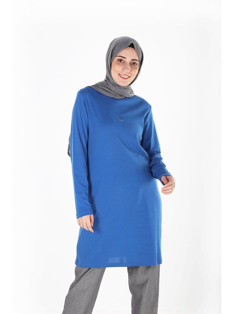 Baskılı Tesettür Tunik Mavi
