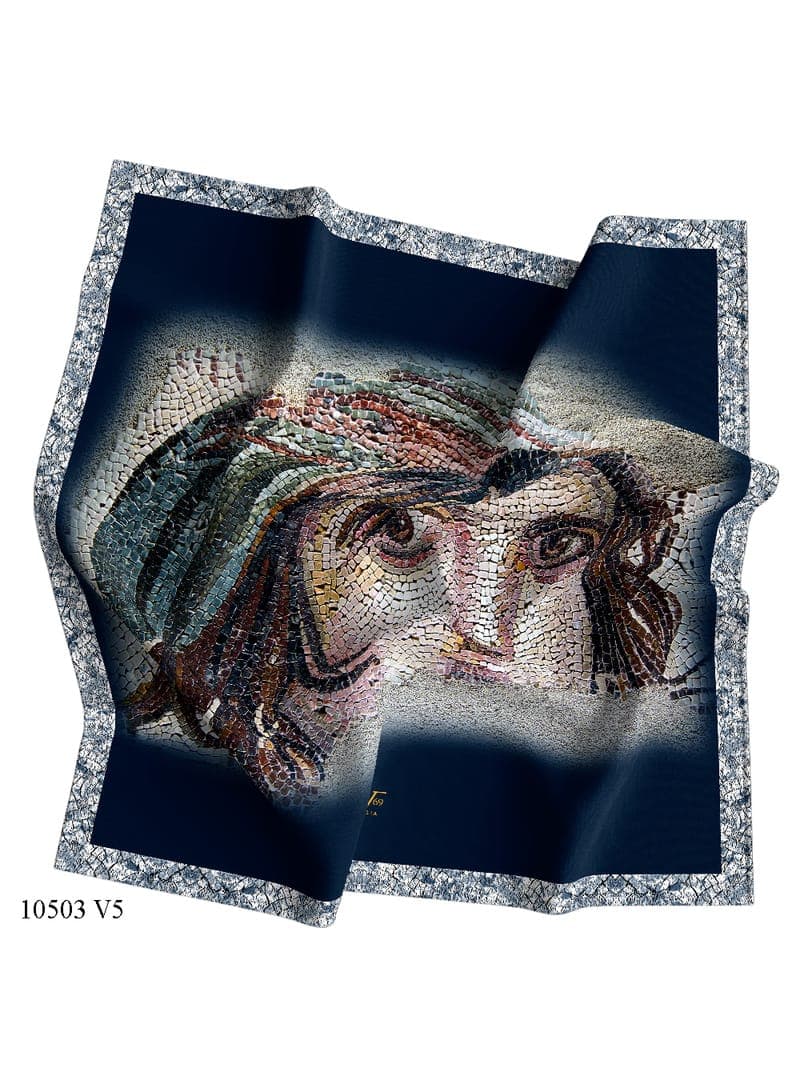 Zeugma Desen Twill Eşarp Lacivert